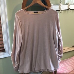 Beautiful blush sweater with tie up sleeves